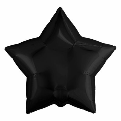 Воздушный шар, фольгированная звезда черная, 18″/46 см